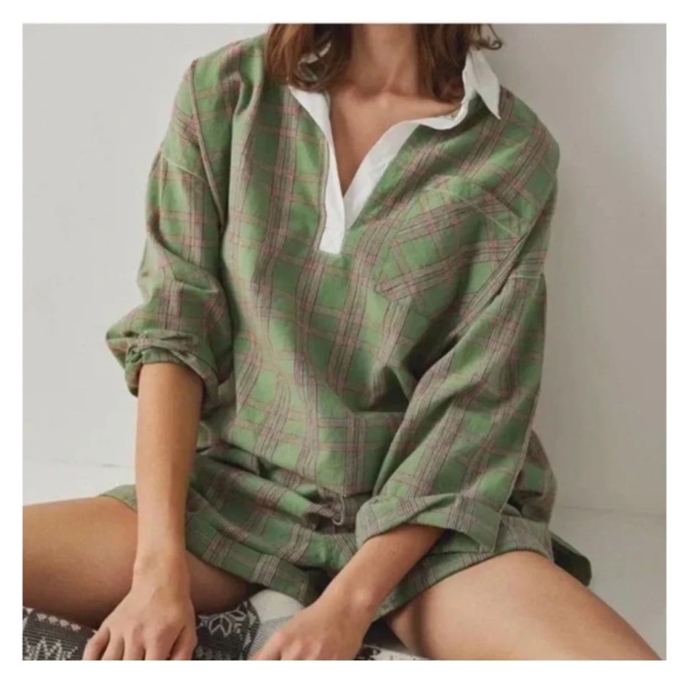 New Sunday morning flannel oversize cotton top